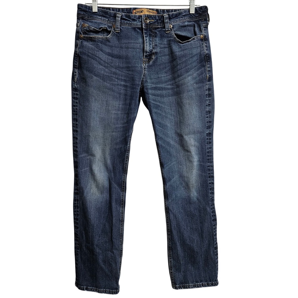Seven7 Premium Jeans Mens 34x32 Blue Sayville DK Straight Fit SN1364 Stretch